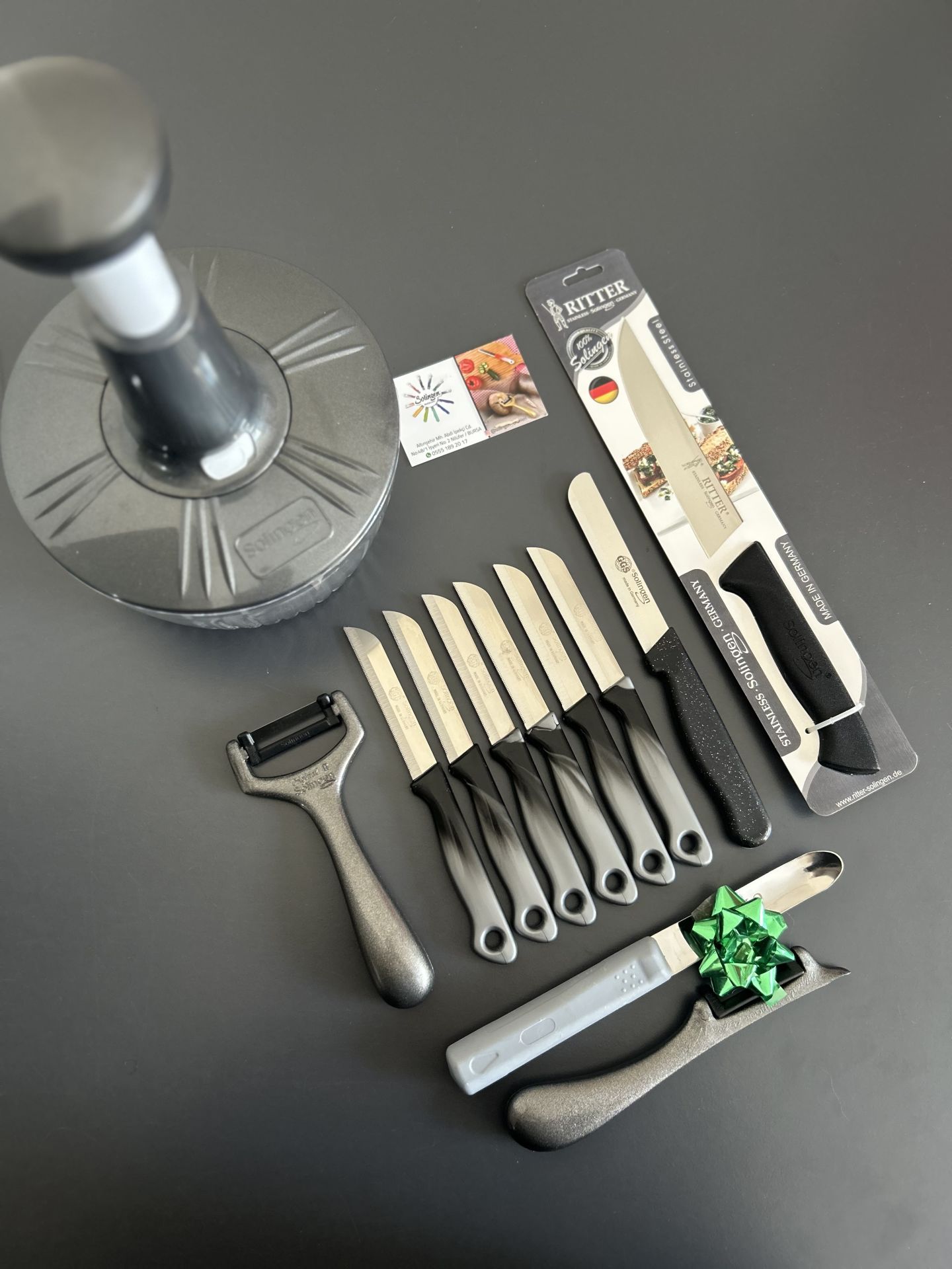 Çeyizlik Rondo ve siyahlı ebruli gri  Bıçak Seti