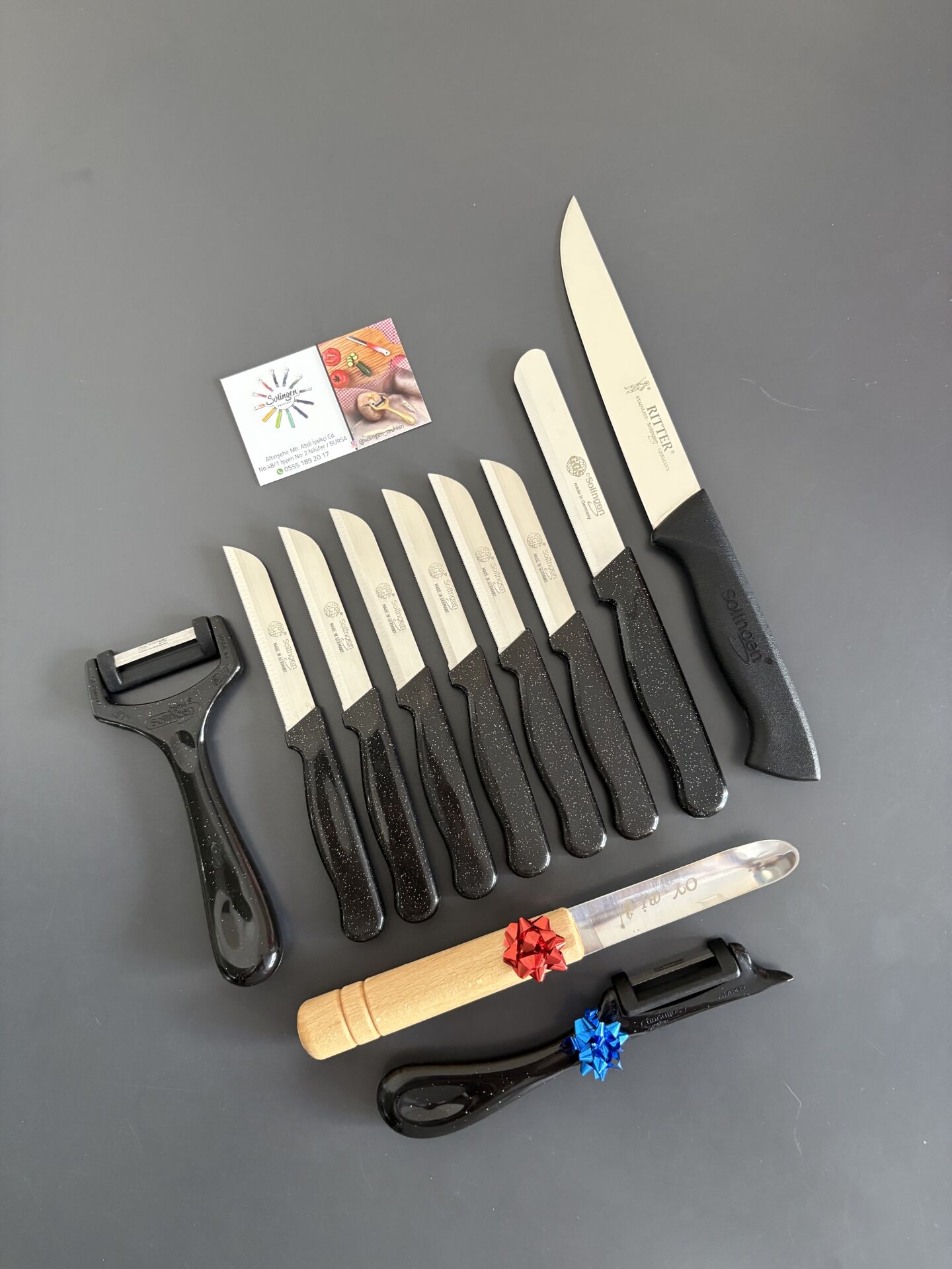 Solingen 11 parça siyah simli set