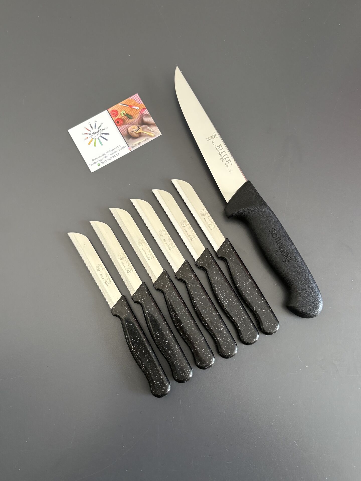 Solingen meyve bıçağı ve 29 cm kasap bıçağı seti