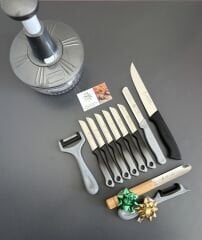 Çeyizlik rondo ve siyahlı-gri ebruli bıçak seti