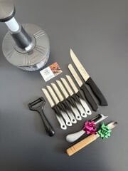 Rondolu tam set siyah beyaz ebruli