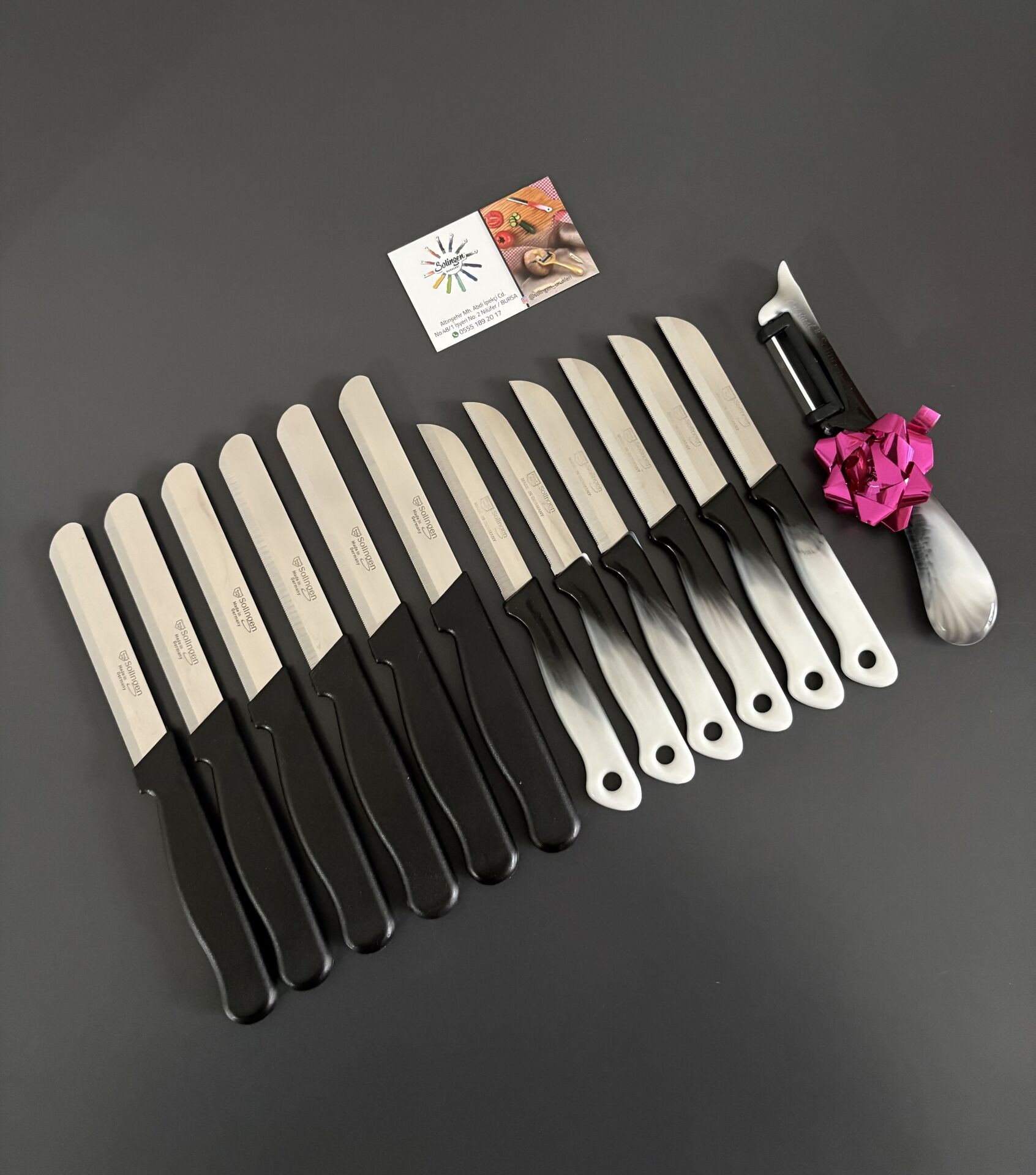 Solingen 6 sebze 6 meyve 1 soyacak hediye Siyah set