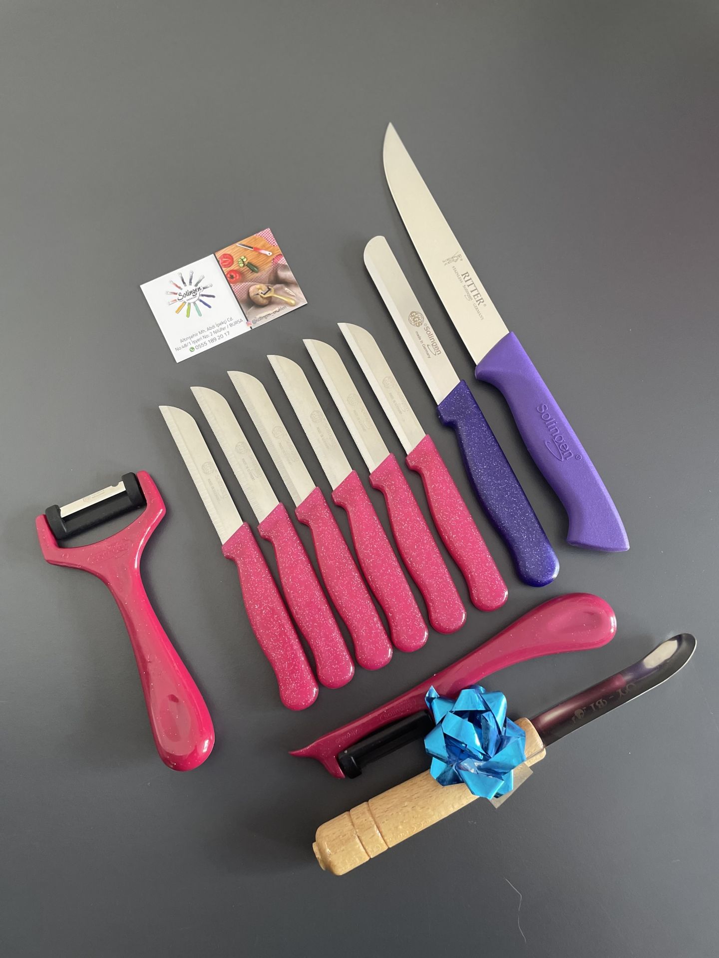 Solingen çok amaçlı set pembe simli