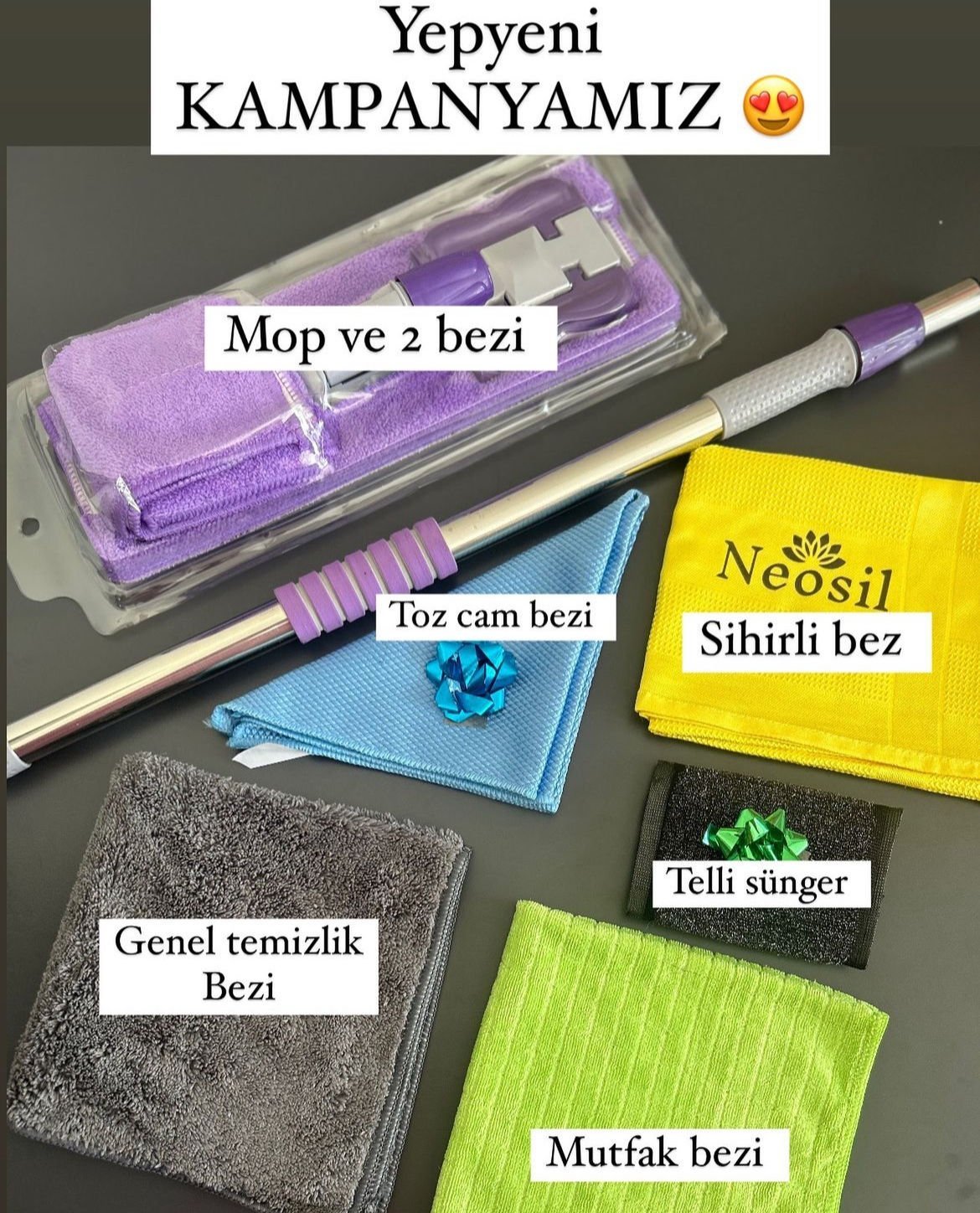 YENİ KAMPANYALI MOP VE TEMİZLİK BEZ SETİ