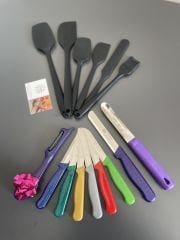 SOLINGEN BIÇAK SET ( renkli simli)- SLİKON KAŞIK SET